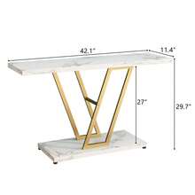 Console Table, Industrial Hallway Table For Entryway, 42 Inch Entryway Tables Narrow Sofa Table For Living Room, Stable Metal Frame & Easy Assemble,Gold/White Color - Vàng - Xem 5