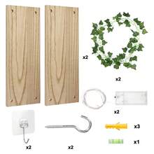 Tomnk 2/3pcs Floating Shelves For Wall,Plant Wall Decor, Artificial Ivy LED-Strip Floating Shelves, Room Decor Aesthetic, For Bedroom, Living Room, Bathroom Decor - nâu nhạt - Xem 4