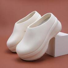 8cm Thick Sole Perforated Clogs, Unisex Lightweight Non-Slip Elevated Chef Shoes, Closed Toe Mule Slippers For Kitchen, Hospital, Nurse - White - View 3