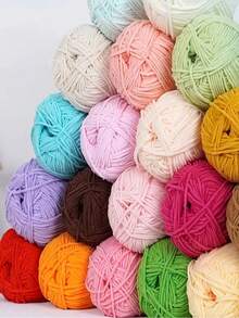 EDCUEBE7 1 件 5 股牛奶纱，钩针编织线，适用于 DIY 编织包、围巾、帽子、毛衣、玩偶，50 克/件（随机包装）