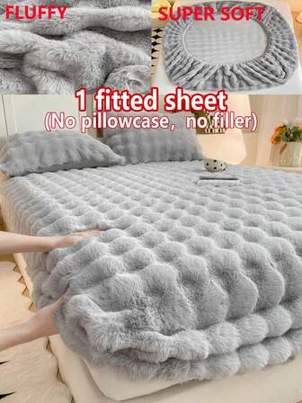 1 件厚仿兔毛床笠，床垫保护套，花卉图案，毛绒，温暖，抗皱，可拆卸和清洗，单人/双人/全尺寸 - 非常适合卧室和客房