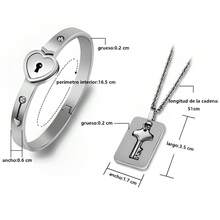 Couple Bracelet Concentric Lock Love Lock Titanium Steel Key Bracelet - Silver - View 4