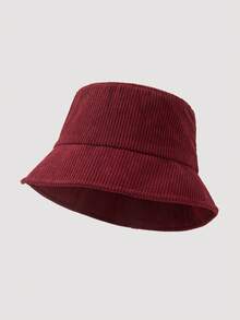 1pc Men's Fashion Corduroy Solid Color Bucket Hat, Suitable For Autumn/Winter Daily Outfits - A - View 3
