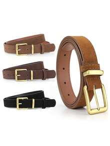 1pc Unisex Minimalist Faux Suede Belt, Fashion Accessory For Jeans, Casual & Versatile