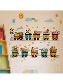 1 张彩色数字火车墙贴，带 1-10 位数字、卡通儿童、星星和云朵，可移除幼儿园贴纸，适用于教室儿童房装饰，易于粘贴，教育数学学习艺术，万圣节圣诞礼物，撕下并粘贴墙壁艺术 - 彩色 - 查看 11