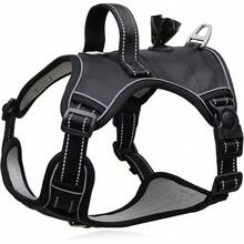 Adecuado para perros pequeños, medianos y grandes, arnés de perro ajustable, reflectante, anti-tirón, con bolsa de almacenamiento y asa de control, adecuado para paseos, viajes y accesorios de entrenamiento de perros. - Fucsia con Correa 1.5m - Ver 13