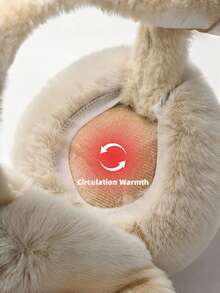 1个女士保暖耳罩，时尚蓬松防冻耳罩，可折叠冬季白色耳罩 - 彩色 - 查看 4