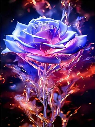 1pc DIY Diamond Painting - Rose Flower, Home Decor, Full Drill, 30*40cm/40x50cm
