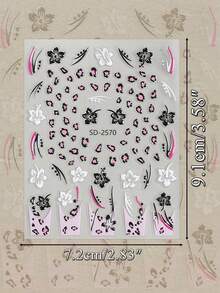 3/6 Sheets Leopard Print Hibiscus Flower Nail Art Stickers, Tropical Floral Animal Print Nail Decals, Self-Adhesive Exotic Summer Hawaiian Nail Stickers For Beach Vacation Party DIY Manicure Decoration