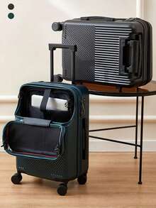 1 pieza Maleta de mano multifuncional de 20 pulgadas con apertura frontal: Conveniente y eficiente de usar en cualquier momento, carcasa rígida resistente a los golpes, carga segura y comunicación, movilidad suave y silenciosa, diseño de doble cremallera para una excelente accesibilidad, libera las manos para viajar, impresionante espacio interior, ideal como regalo para Navidad, San Valentín, Año Nuevo 2025, esencial para viajes de invierno. Adecuado para viajes de negocios, viajes de corta duración y transporte estudiantil. - Negro - Ver 3