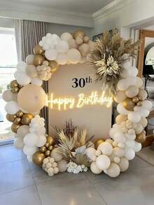 131 Stücke sandweiße und goldweiße Latex-Luftballons, geeignet für Geburtstagsfeiern, Hochzeiten, Abschlussfeiern, Babypartys, Jubiläumsfeiern, Partys, Raumdekoration Zuhause, Hintergründe für Neujahr, Valentinstag, Weihnachten.