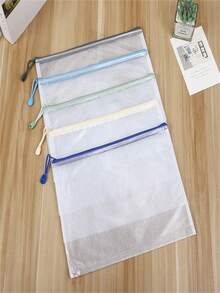 A4、A5、A6 网格拉链文件袋，验孕数据整理袋，办公用品分类袋，带学习资料收纳袋 - 彩色 - 查看 1