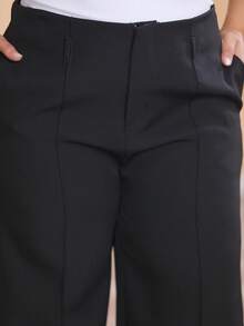 Plus Size Wide Leg Pants, New Fashion Tailored Fabric - Black - View 4