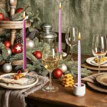 4pcs 10-Inch Spiral Candles, Light/Dark Pink/Muted Color Series, Suitable For Home Decor, Wedding Decor, Dining Table Decor, Best Friend Gifts, Women's Gifts, Winter Gifts, Birthday Decor, Candlelight Dinner, Candle Holders, Formal Dinner, Wedding - Multicolor - View 7