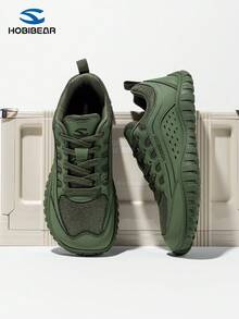 HOBIBEAR (小 1 码) 2025 新款男士低帮系带休闲时尚运动鞋，舒适透气宽头跑步鞋，适合所有季节