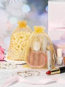 10pcs/20pcs/30pcs 4x6 Inches Luxurious Organza Drawstring Jewelry Pouches - Wedding Party Christmas Favor Gift Bags & Organizers - Reusable, Soft, And Durable Black Gift Wrapping Accessories - Multicolor - View 10