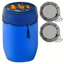 2 szt. regulowanych osłon siatkowych, do beczek na deszczówkę, siatki filtrujące liście, pokrywy sit do beczek na deszczówkę ze sznurkami, do zbierania wody deszczowej na liście i zanieczyszczenia, osłony siatkowe do beczek na deszczówkę ze sznurkami, artykuły ogrodnicze na cały sezon