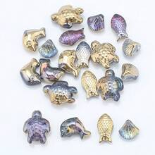 20 件/包水晶玻璃珠各种海洋生物饰物（鱼、海龟、海豚、贝壳）电镀色，DIY 珠宝制作用品，适用于项链、耳环、手链、钥匙扣、手机挂绳、汽车装饰 - 龜貝魚豚 - 查看 25