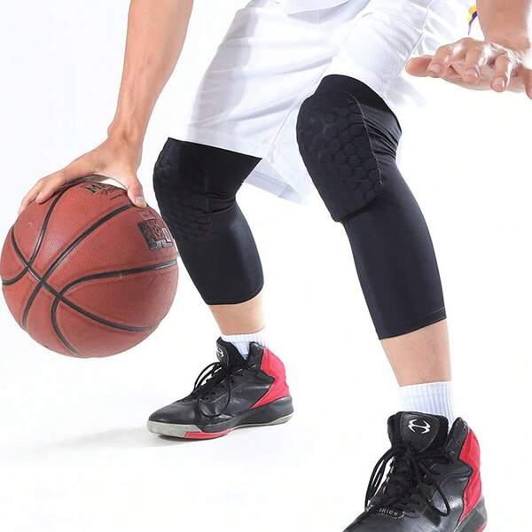 1 par de rodilleras con diseño de panal para baloncesto, voleibol, fútbol y otros deportes, con soporte y compresión para las piernas