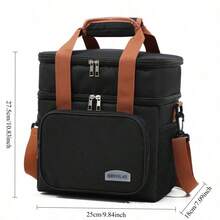 1PC Set Of Multi-Purpose Insulated Food Tote Bag With Multiple Colors And Double-Layer Heat-Resistant Lunch Bag, Suitable For Hot Dishes And Cold Drinks, Student School Supplies, Office Lunch Bags Or Home Picnic Coolers, Practical Household Items And Gift Creativity - Hai lớp đen - Xem 2