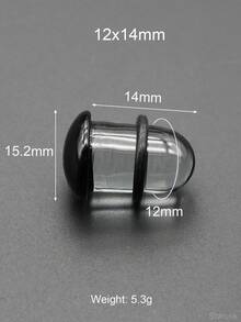 2 piezas de 14G-00G 10mm Grandes pendientes de aro de vidrio liso transparente con cabeza de hongo negra y anillos de silicona. Túneles y tapones de oreja de vidrio liso. Pendientes de barbell rectos para lóbulo, hélix, trago y cartílago. Pendientes de aro para mujeres y hombres, joyas corporales para regalo.