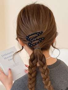 3pcs Set: 2pcs Polka Dot Hair Clips + 1pc Polka Dot Hair Bun Maker, Slouchy Magic Twist Bun Maker, Bow Twist Spin Hair Bun Maker, Hair Accessories, Chic Black & White Polka Dot Hair Clips, Side Bangs Clips, BB Clips, Simple & Versatile Hair Accessories, Suitable For Summer ,Hair Styling Kit ,Hair Tool Kit