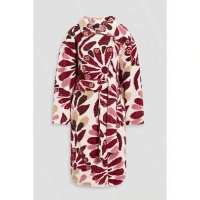 FARM Rio Belted Jacquard-Fleece Coat |