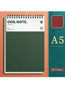 1 pieza Cuaderno de tapa abatible retro, cuaderno grueso con líneas de alta calidad para estudiantes - Multicolor - Ver 8