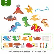 Kit de costura creativo del mundo de los dinosaurios para niños, juguete de manualidades interactivo entre padres e hijos de tela no tejida. El kit incluye varios materiales de tela no tejida con formas de dinosaurios y agujas de plástico. Los padres pueden guiar a los niños a aprender costura básica y hacer juntos Triceratops, Spinosaurus, etc., mejorando las habilidades motoras finas de los niños y el vínculo entre padres e hijos.