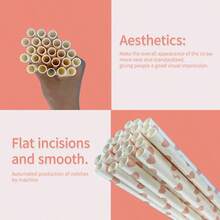 Un paquet de 100 pailles en papier rose de 6x197mm, fabriquées à partir de matériaux épais et sans odeur, naturellement, avec un bord plat résistant aux rayures. Convient pour les boissons comme le thé au lait, le jus, le café, le cola, l'eau de noix de coco, etc. C'est la paille préférée pour les événements, les rassemblements, les fêtes, le camping, les pique-niques, etc.