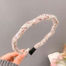 DOU LE 波浪针织发带 - 纯紫色波西米亚风涤纶，美妆，发箍