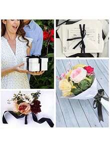 1卷缎带，适用于手工蝴蝶结、工艺品、婚礼、圣诞装饰、DIY贺卡、礼品包装 - 彩色 - 查看 3