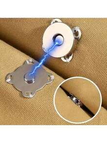 10pcs/4pcs Magnetic Buttons For Sewing, Cartoon Magnetic Invisible Buttons, Plum Blossom Magnetic Buttons, Sewing Buttons, Metal Invisible Sewn Buttons, Wallet Locks, DIY Making, Wallet, Handbag, Backpack, Accessories, 14mm Craft Knitting Button Set - Silver - View 7