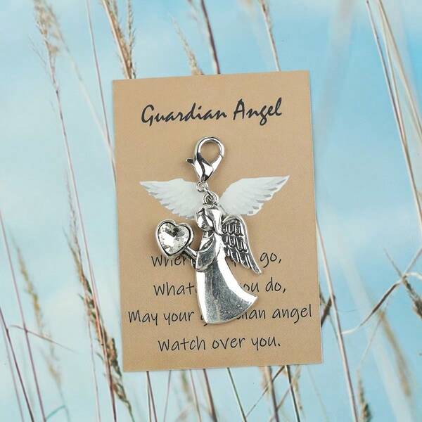 12pcs - Cute And Charming Angel Love Keychains | Alloy Travel Angel Mini Charm Key Rings With Travel Card Greeting Cards - Durable, Dreamy Theme, Perfect For Graduation, Farewell, Vacation - Ideal Gift For Everyone, Thanksgiving Holiday Gifts, Decorative Pendants, Guardian Angel