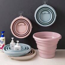 1 pieza Cubo de plástico plegable, Tina redonda plegable, Cubo de agua portátil para pesca, Cubo de agua de plástico portátil, Maceta de agua para exteriores que ahorra espacio, Organizador de maletero para todo tipo de vehículos