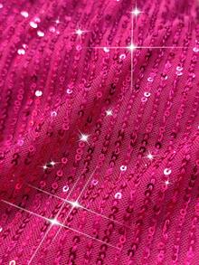 RNU Đầm mini ôm sát gợi cảm, hở lưng, co giãn, đính sequin nhiều màu sắc, thích hợp cho hẹn hò, tiệc hóa trang, hộp đêm, dạo phố, ngày Valentine, sinh nhật năm mới, mùa xuân/hè/thu/đông. - Màu Hồng Tươi - Xem 2
