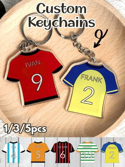 1/3/5/PCS, Customize Any Style Jersey Keychain,Customize Name And Numbers,2INCH,Custom Keychain Backpack Tags, Keychains, Name Tags Sport Keyrings Personalized Keychain Sport Keychain For Him ,Personalized Sports/School Tag - Custom Acrylic Sports Keychain - Backpack Name Tag - Team Gift For Players,Gifts For Her, Gifts For Him, Gifts For Mom, Gifts For Friends, Home Decor, Decoration, Personalized Gifts, Customized Gifts