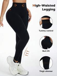 女式高腰收腹提臀无缝健身紧身裤