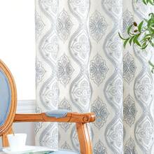 Vangao 2 Pcs Boho Linen Curtains For Living Room Embroidered Design Window Curtains Light Filtering Flax Linen Blend Window Treatments Set Gorgeous French And Vintage Look Curtain Panpel Great Quality Drapes - 藍色 - 查看 1