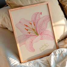 1 pieza Lienzo colgante, Pintura de lienzo de arte de lirio rosa: "Tu belleza florecerá para siempre" Arte de pared en lienzo, Arte de chica funky, Arte de cita inspiradora, Decoración del hogar. - Multicolor - Ver 13