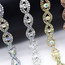 1 Yard Sparkling Crystal Braided Ribbon Rhinestone Trimmed Silver Chain Bridal Wedding Dress Shoes Decoration Accessories