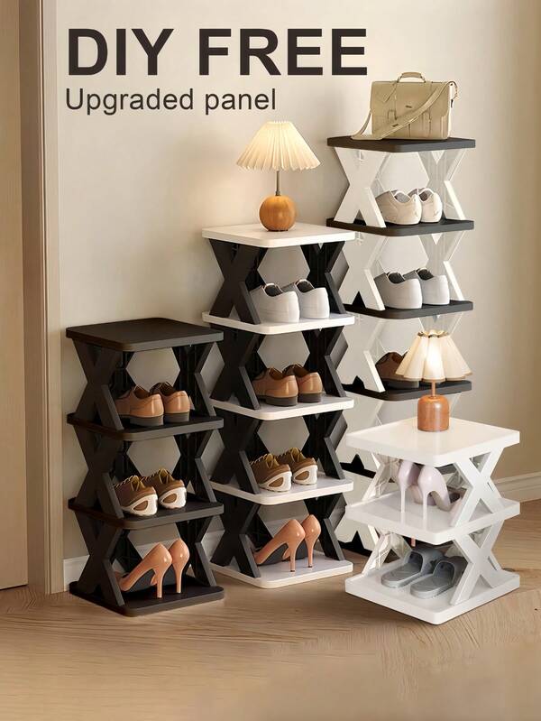 9/6 Tier Vertical Shoe Stand Space Saving Narrow Shoe Rack, Small Shoe Shelf, DIY Free Standing Shoes Storage Organizer For Entryway, Closet, Hallway, Easy Assembly And Stable In Structure, Black & White,Room Decor,Halloween Decor,Fall Decor