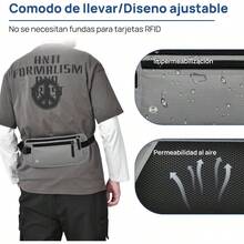 Cangurera de Viaje 2 Piezas Cinturón de Viaje con Bloqueo RFID Soporte para Pasaporte Cremallera Invisible Riñonera para Viaje Deporte Running Negro + Gris - NegroGris - Ver 3