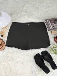 Apperloth A Plus Solid High Waist Slant Pocket Ultra Stretchy PU Leather Comfy Daily Mini Shorts Music Festival - Black - View 7