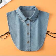 Minimalist Denim Pointed Collar Shirt Styling Detachable Round Collar, Versatile Accessory Suitable For Autumn/Winter Clothing