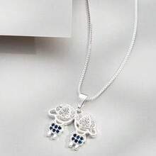 Delicate Women's Necklace With Children's, Boy's And Girl's Pendants, Plated In 18K Gold And 925 Silver With Zirconias - 2 menino (Prata) - 查看 1
