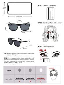 Polarized Sunglasses, Unisex Retro Square Frame Plastic Fashion Classic Style, Decoration For Outdoor Sports, Cycling, Travel, Beach, Driving, Fishing, UV Protection - màu đen - Xem 6