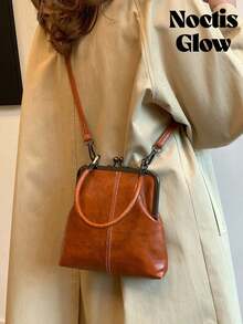 Leather Crossbody Bag For Women, Retro Style Mini Handbag With Adjustable Shoulder Strap, Solid Color Lightweight City Tote , Top Handle Handbags, Shoulder Bags, Crossbody Bags,Fashionable And Versatile, Suitable For Commuting And Dating - 彩色 - 查看 5