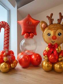 10/19/15 bóng bay trang trí tiệc Giáng sinh, tuần lộc cỡ lớn, bóng bay lá kẹo que, bóng bay ngôi sao đỏ 18", bóng bay trong suốt tự phồng 24" (thích hợp làm quà tặng và trang trí bất ngờ), bóng bay cao su đỏ và vàng 10", bóng bay cao su đỏ và vàng 5", thích hợp cho năm mới, đêm giao thừa, trang trí phòng năm 2026, sắp xếp trong nhà - Nhiều màu - Xem 1