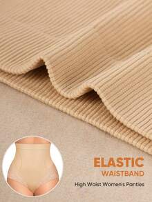 MEIYATING High Waist Slimming Seamless Lace Pattern Briefs For Women - Apricot - View 7